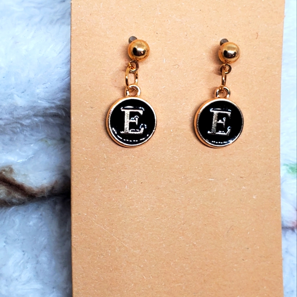 7/$10 E Initial Earrings, New